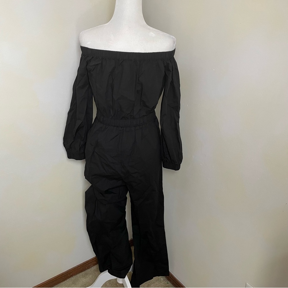 NWT Anthropologie Mare Mare Black Off-the-Shoulder Belted Jumpsuit Size S - Picture 10 of 12